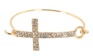 Gold Cross Bangle Bracelet