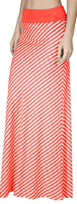 Coral Stripe Maxi Skirt