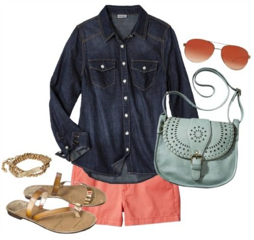 Colored Shorts Summer Outfit | Coral, Mint, & Gold!