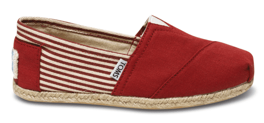 Toms Red Striped Shoes - Lemon Peony