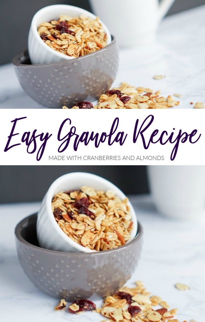 Easy Granola Recipe with Cranberries an Almonds