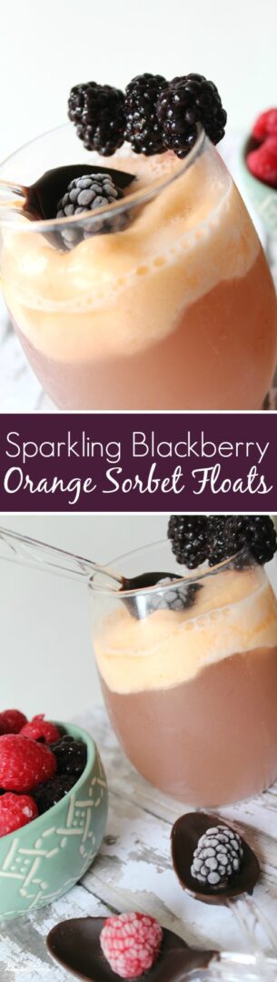 Sparkling Blackberry Orange Sorbet Floats