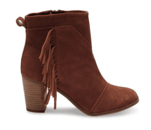 Toms Cognac Suede and Fringe Booties