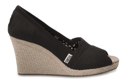 Black Canvas Women's Wedges - Lemon Peony