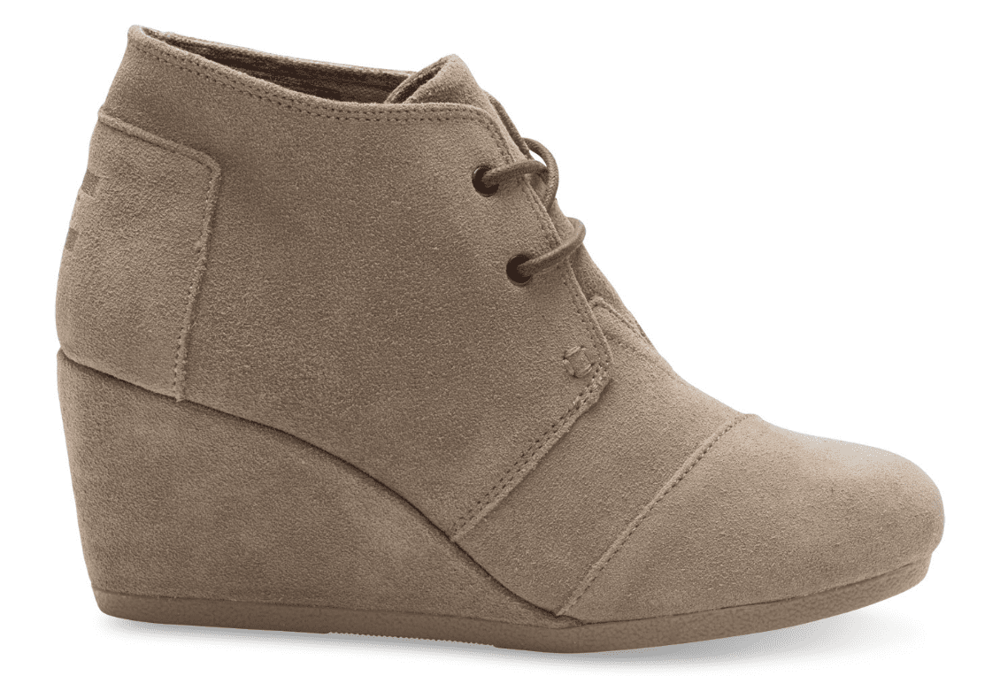 Taupe Suede Wedges - Lemon Peony