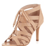 Camila Lace-Up Cage Sandal, Nude