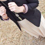 pink skirt and necklace