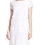 Short Sleeve Eyelet Cotton Shift Dress