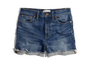 High Rise Cuffed Denim Shorts