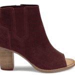 OXBLOOD PERFORATED SUEDE WOMEN’S MAJORCA PEEP TOE BOOTIES