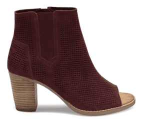 OXBLOOD PERFORATED SUEDE WOMEN'S MAJORCA PEEP TOE BOOTIES