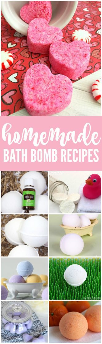 DIY Homemade Bath Bomb Recipes! The perfect gift ideas for Valentine's Day or Mother's Day! Easy Step-by-step tutorials to make your own relaxing baths!