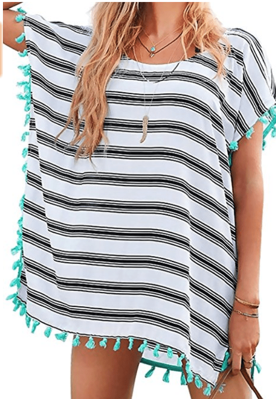 Striped Chiffon Swim Coverup