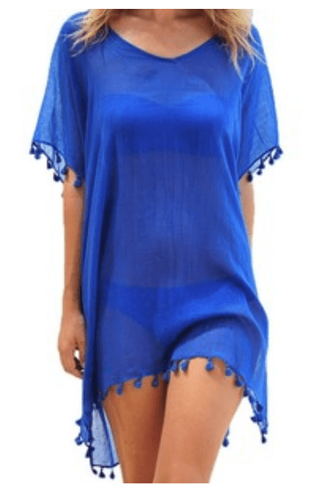 's Chiffon Tassel Kaftan Swimsuit Beach Cover Up