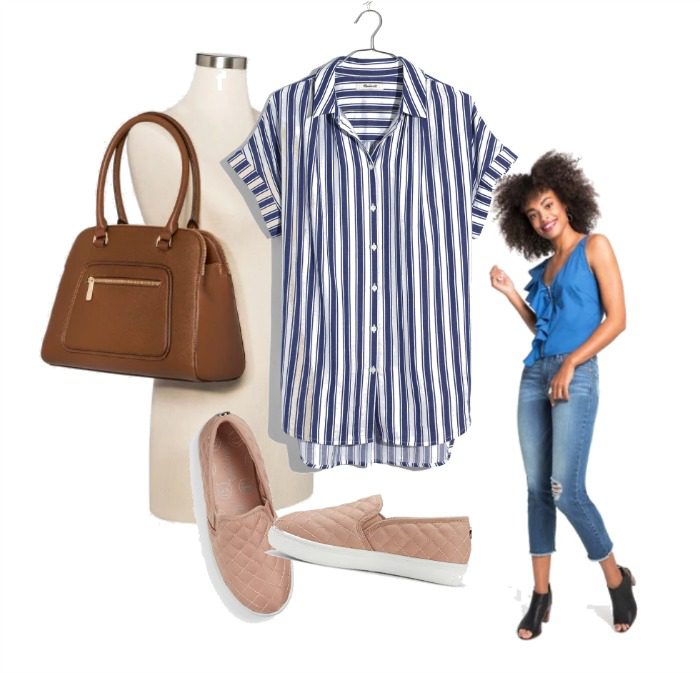 Blue & White Striped Blouse