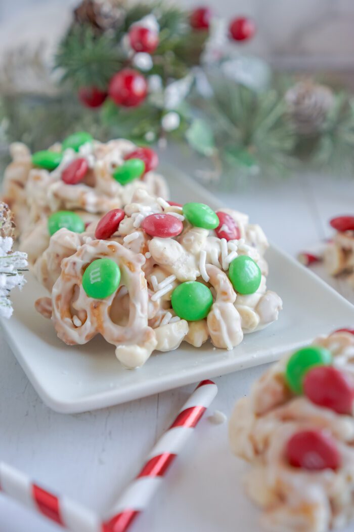 Christmas Pretzel Candy on a Plate