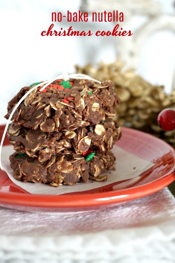 Easy No Bake Nutella Christmas Cookies Recipe! No Bake Nutella Christmas Cookies Recipe! Easy Dessert Recipe for a Cookie Exchange or Holiday Party! Christmas Gift Idea for Neighbors and Co-workers!