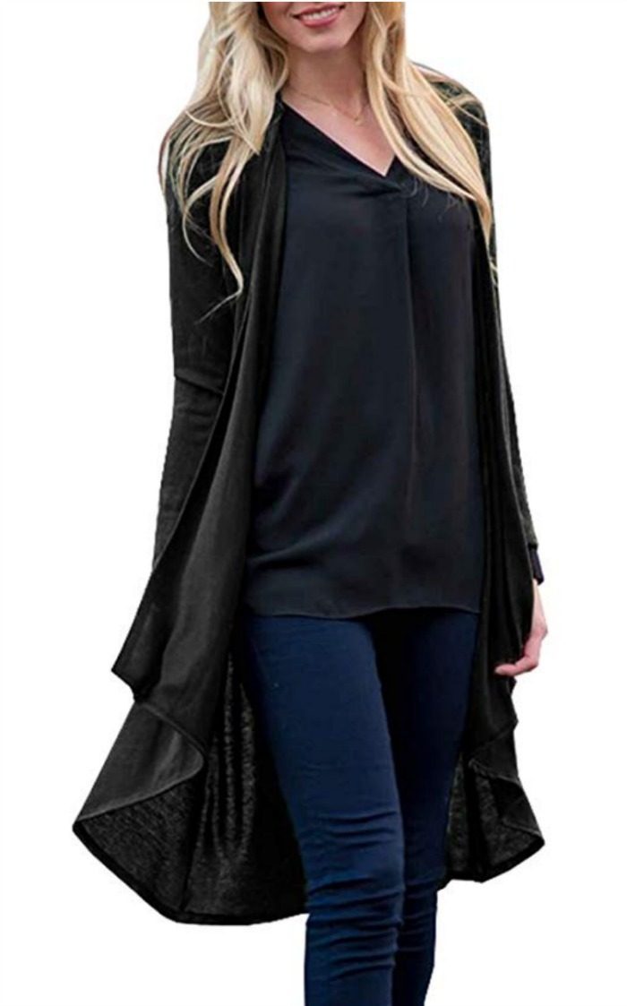 Long Sleeve Draped Open Front Cardigan