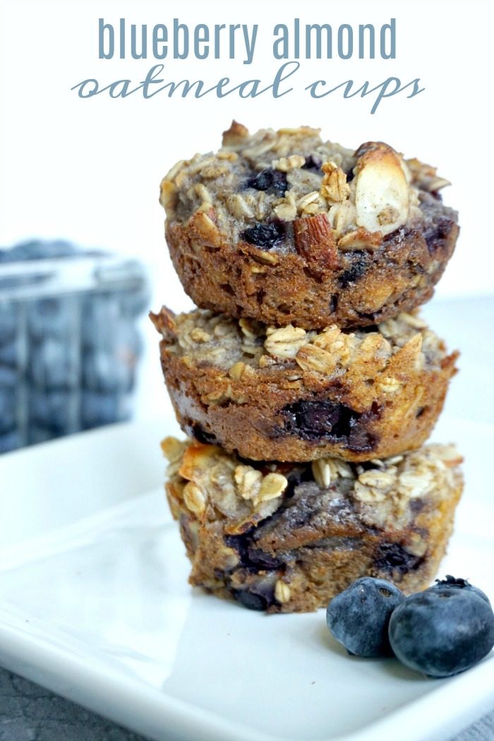 Oatmeal Cups! Blueberry Almond Oatmeal Cups Recipe! The Best Homemade Healthy, Easy Breakfast or snack recipe! Perfect make-ahead freezer recipe for kids or on-the-go!