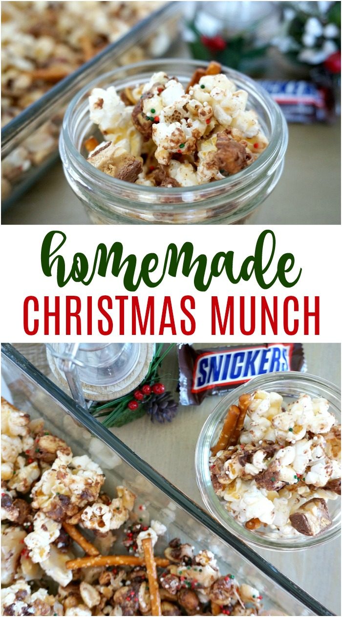 Easy Homemade Christmas Munch Recipe with Snickers Candy! Easy Holiday Treat or Dessert Recipe for Kids, Christmas Celebrations, Food Gifts, or Holiday Party!