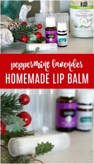 Peppermint lavender homemade lip balm recipe.