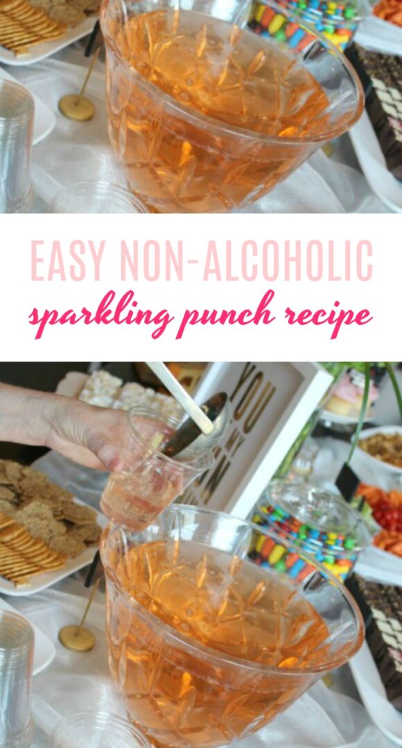 Easy Non-Alcoholic Sparkling Punch Recipe for Valentine's Day, Wedding Showers, Baby Showers, or Parties!