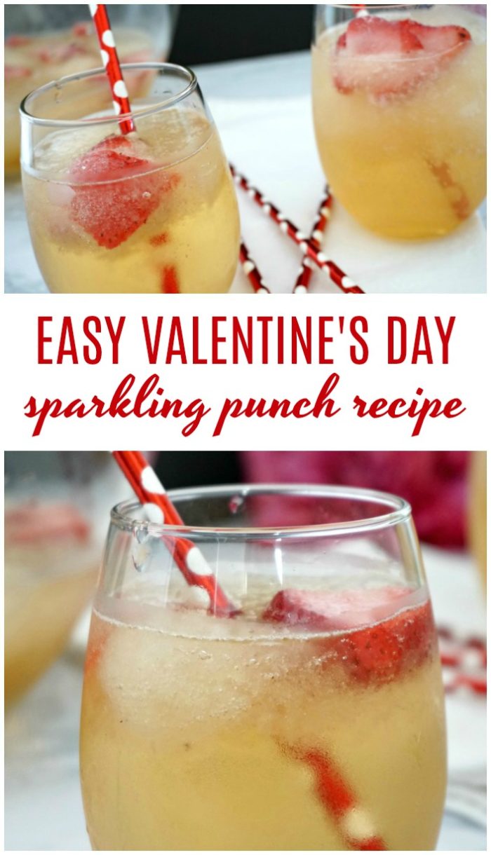 Easy Valentine's Day Sparkling Punch Recipe! Simple Valentine's Day Punch Recipe! An Easy, Two Ingredient Non-Alcoholic Sparkling Party Punch that is PERFECT for any Holiday or Special Occasion!