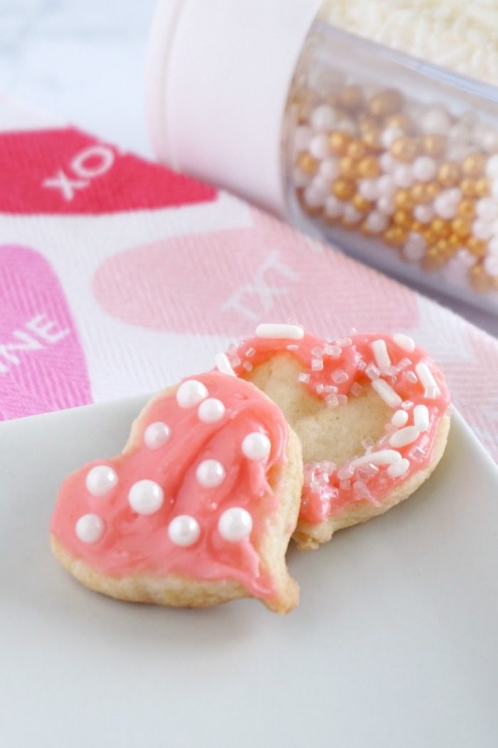 Valentine's Day Heart Cookies! Easy Valentine's Day Mini Sugar Cookies! Cute and FUN Dessert Recipe for Valentine's Day Parties or Holiday Snacks with Homemade Cream Cheese Frosting!