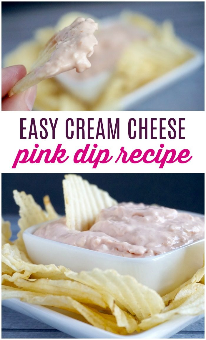 Easy Cream Cheese Pink Dip Recipe! A Million Dollar Dip Party Recipe! 5 minute, 5 ingredient Cold Dip Recipe for Parties and Perfect with Potato Chips!