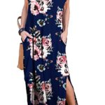 Floral Short Sleeve Split Maxi Dresses