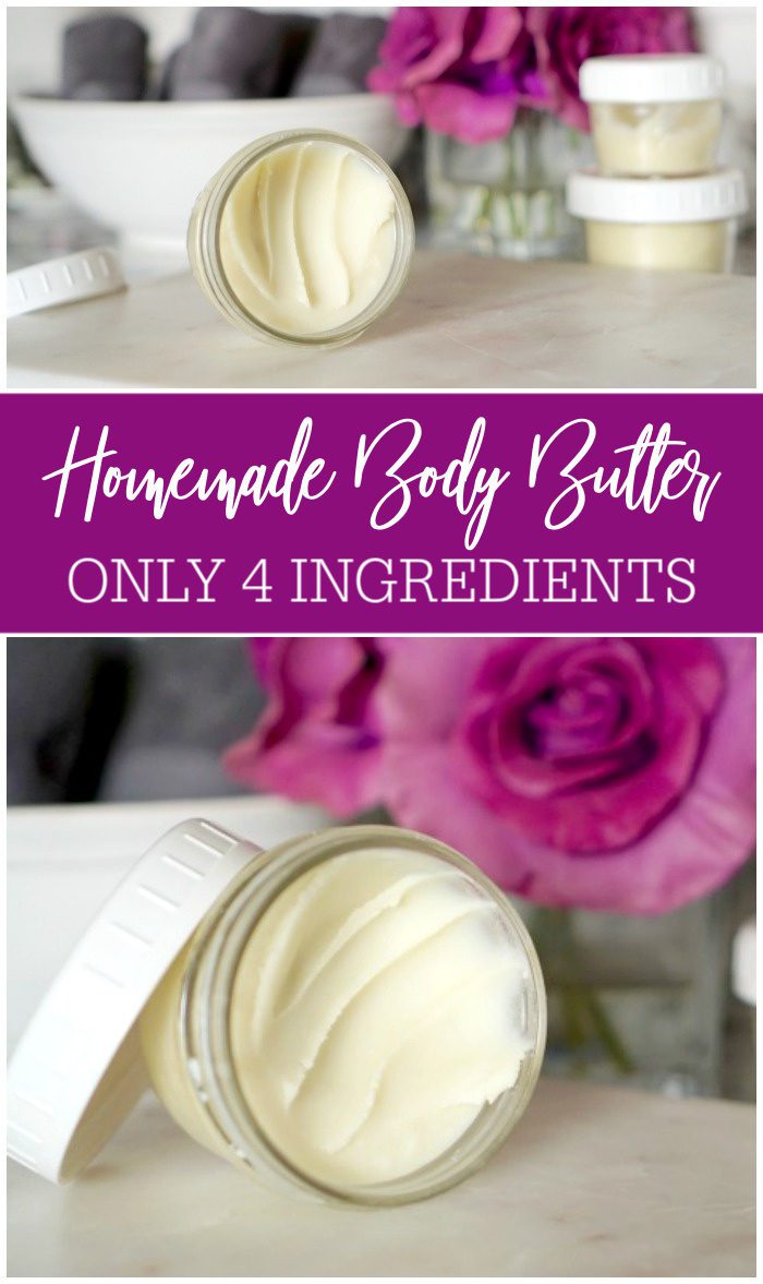 Homemade Body Butter Only 4 Ingredients! All Natural and SAFE Lotion without the toxins or chemicals! Perfect DIY Homemade Recipe!