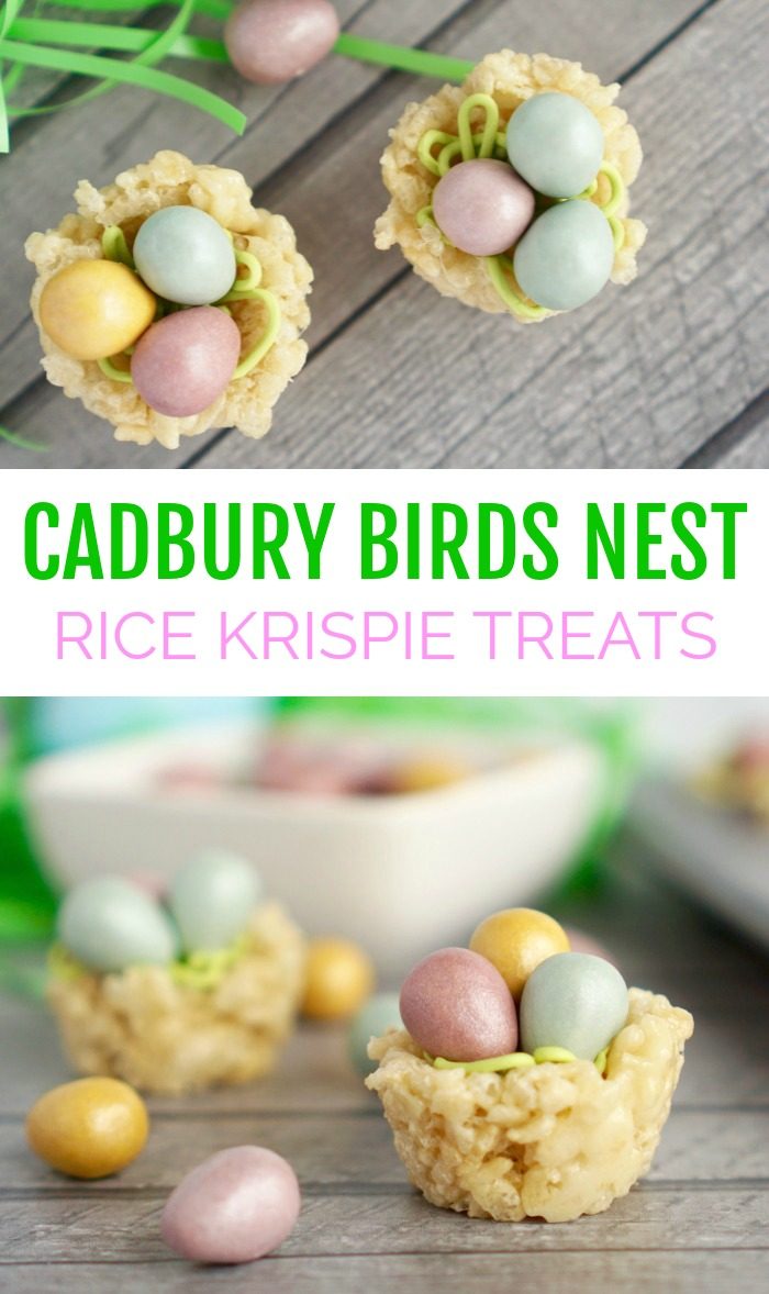 Easter Cadbury Birds Nest Rice Krispie Treats.