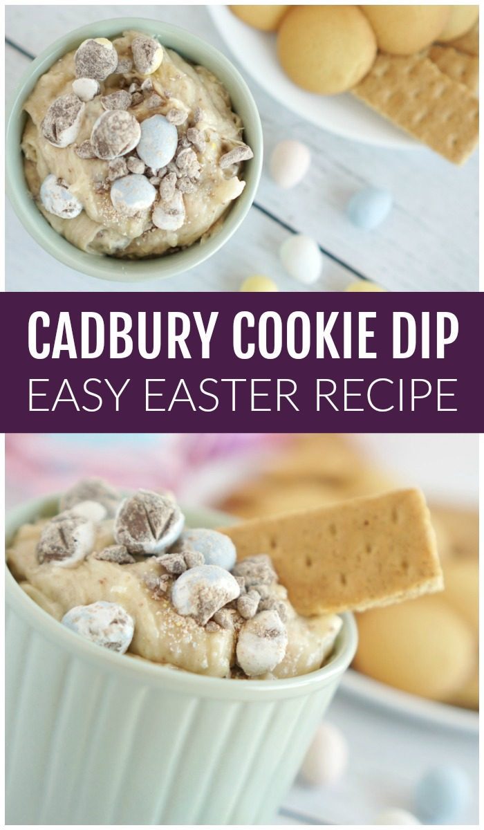 Cadbury Cookie Dip Cream Cheese Recipe! Easy Cadbury Easter Dip Recipe! Super Simple Easter Cream Cheese Dessert Recipe! The perfect cookie dip for vanilla wafers, pretzels, and graham crackers!