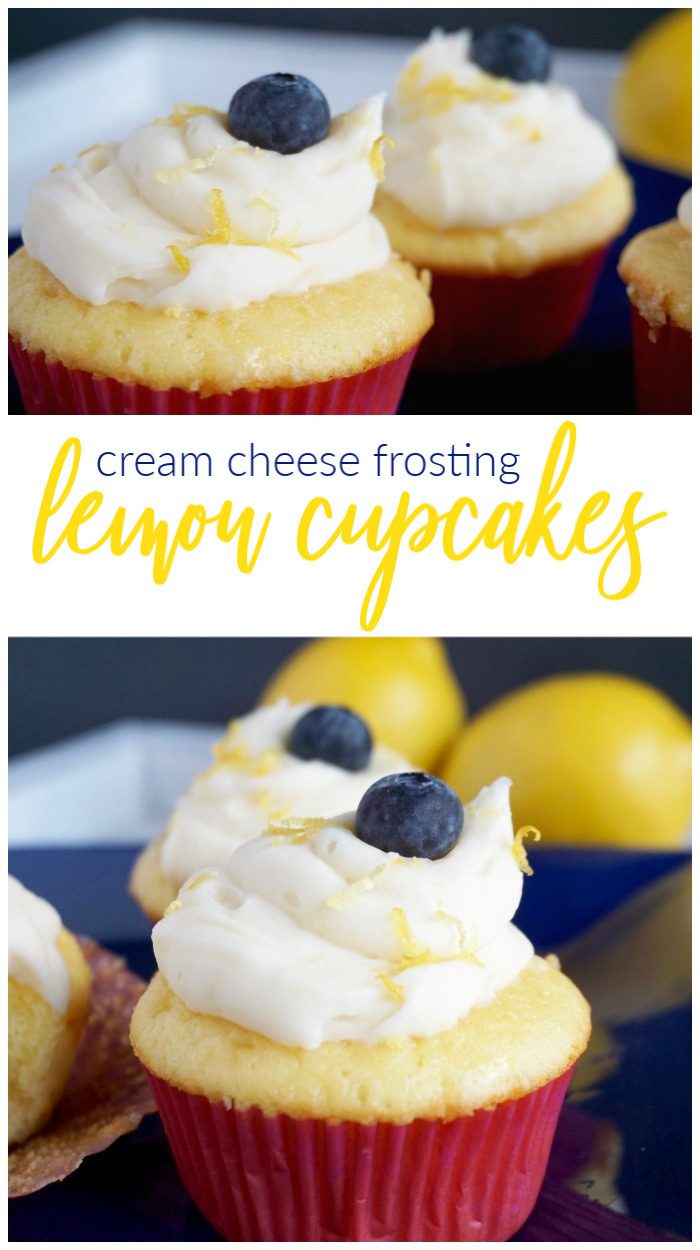 Lemon Cupcakes with Cream Cheese Frosting! Easy Lemon Cupcakes Recipe! Spring or Summer Simple Dessert Boxed Cake Mix & Pudding Cupcake Recipe with Homemade Clear Glaze and Cream Cheese Frosting!