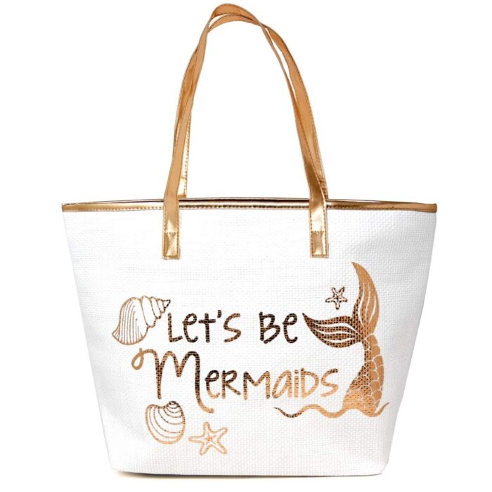 Let's be mermaids beach tote bag for summer.