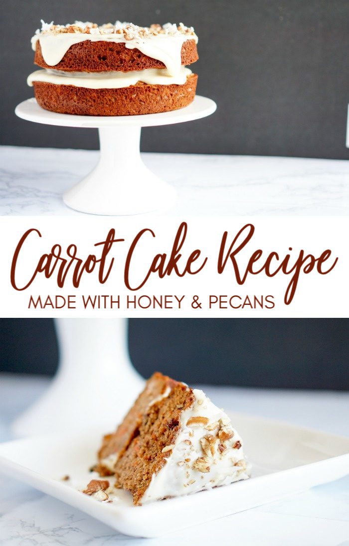 This is the Best Simple Carrot Cake Recipe made with honey and pecans.