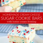 Homemade Cream Cheese Sugar Cookie Bars with Butter Cream Frosting