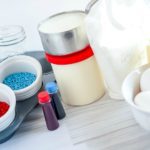 Ingredients for Cupcakes in a jar, Blue, red, Sprinkles