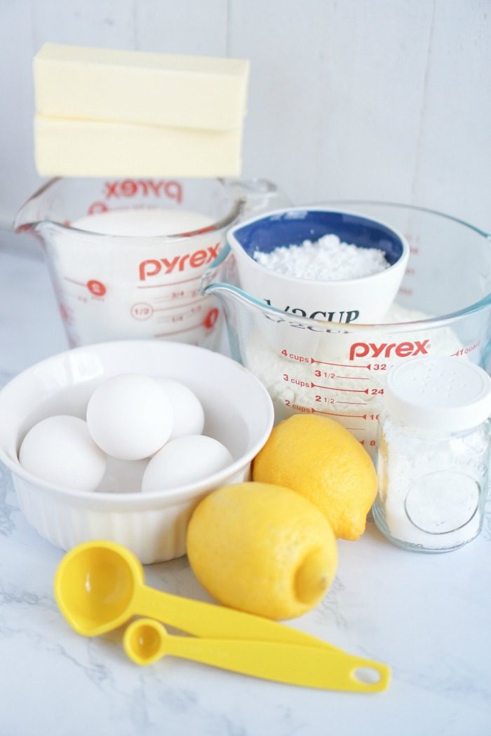 Lemon Bars Ingredients with Real Lemons