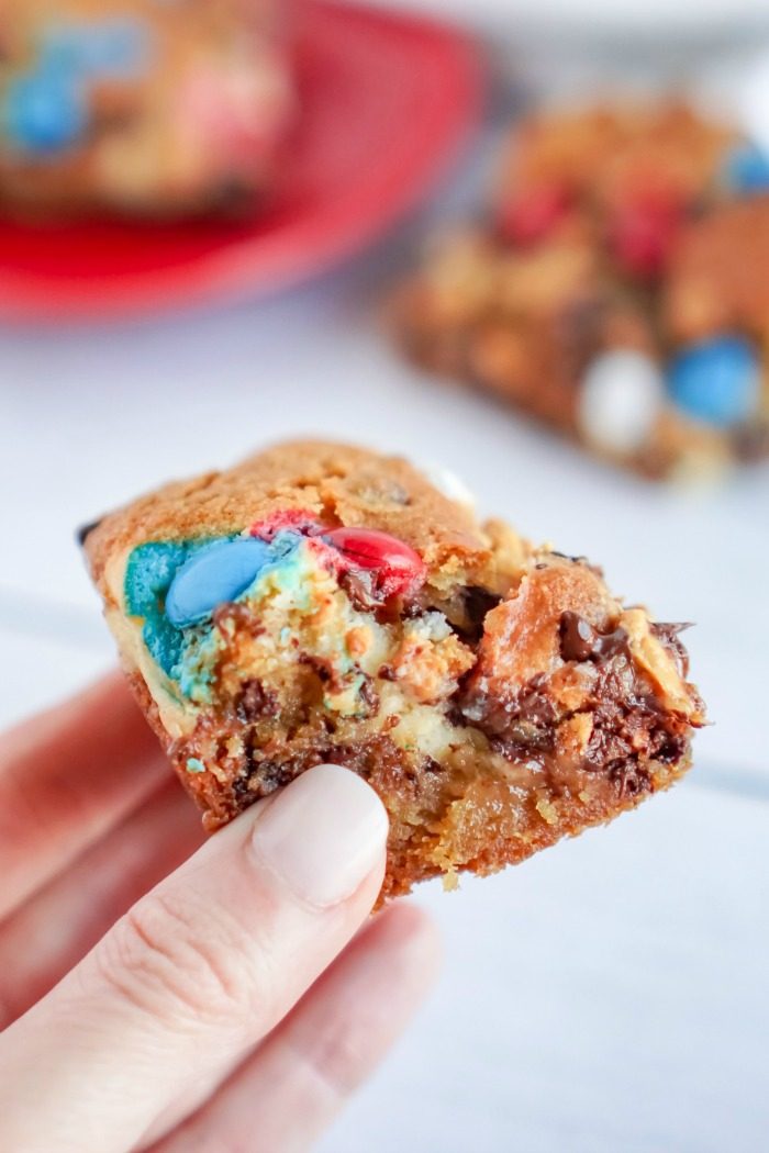 4th of July Chocolate Chip Cookie Cheesecake Bars