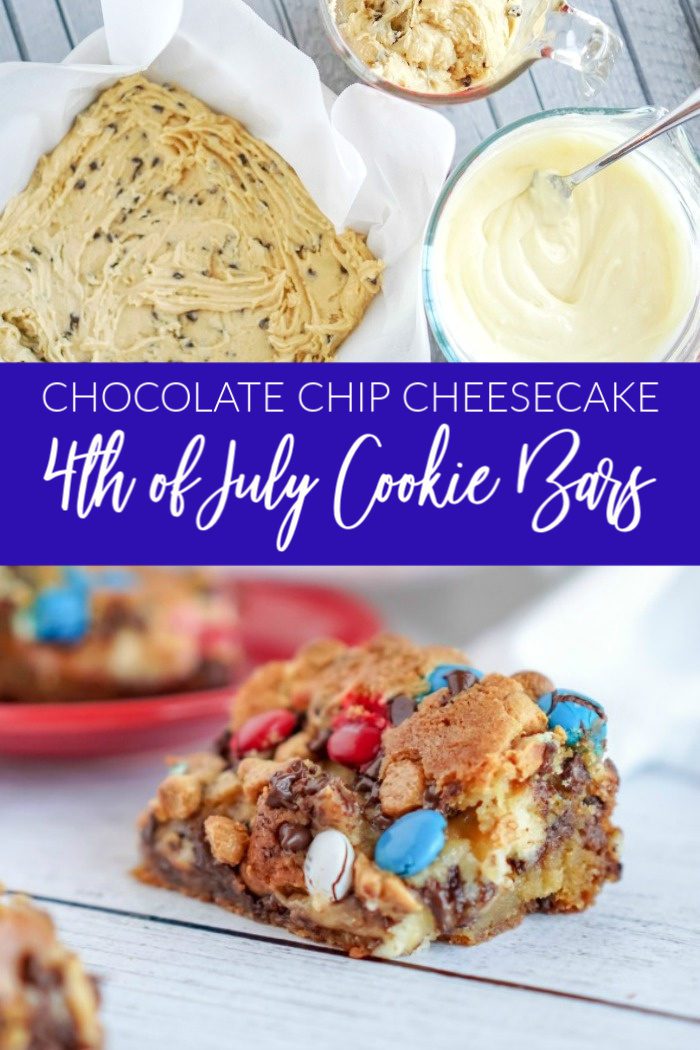 Chocolate Chip Cheesecake 4th of July Cookie Bars