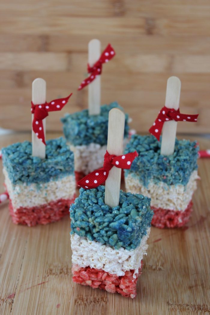 Patriotic Rice Krispie Treat Pops