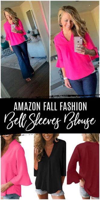 Amazon Fashion Fall bell sleeves blouse.