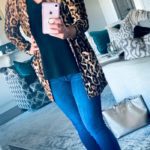 Booties and Leopard Print Cardigan Outfit