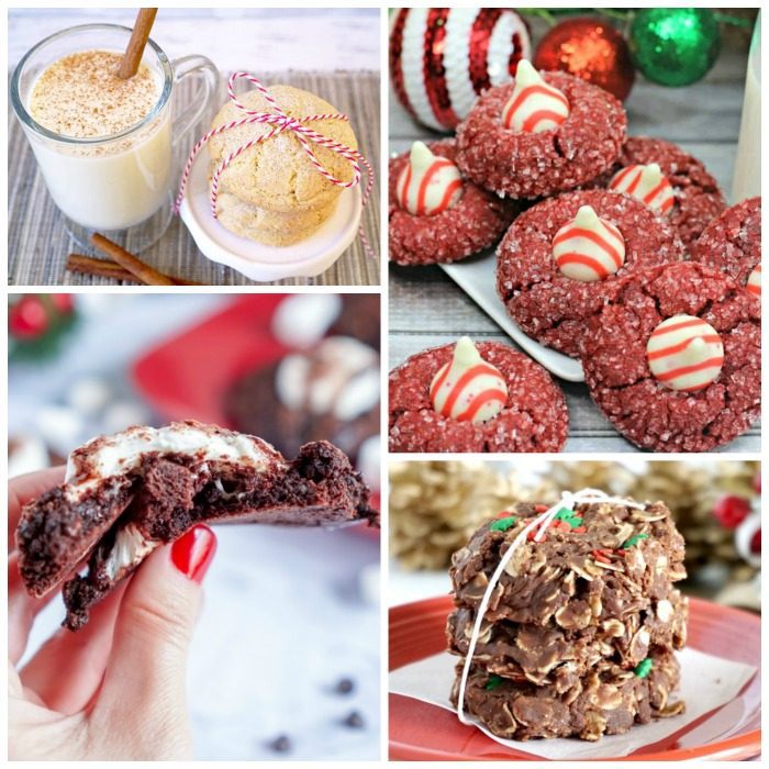 A collage of pictures showcasing amazing Christmas cookie recipes and desserts.