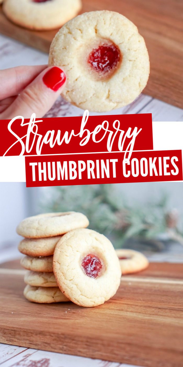 Christmas Strawberry Thumbprint Cookies.