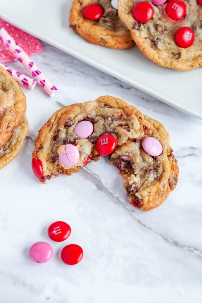 Valentine's day cookies with M&M candies.