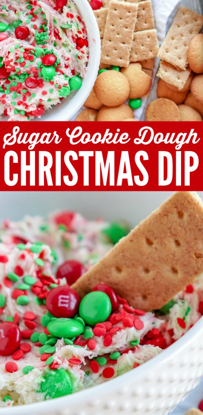 Sugar Cookie Dough Christmas Dip Recipe in a white bowl.