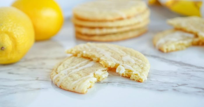 Lemon Sugar Cookies Recipe with a bite taken out of them.