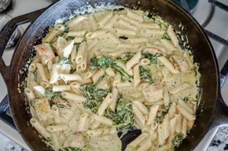 Creamy Pesto Chicken Pasta Recipe with Spinach! - Lemon Peony